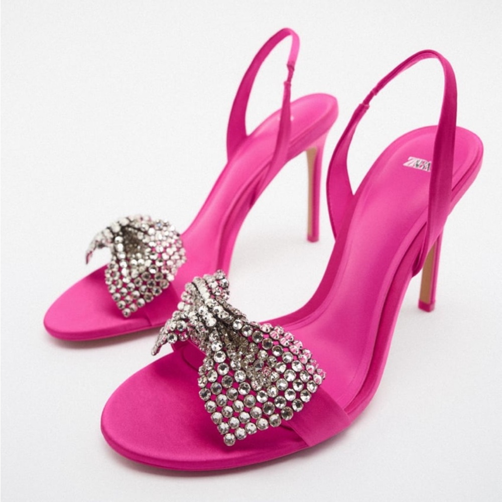 Zara Embellished bow high heel NWT size 7.5